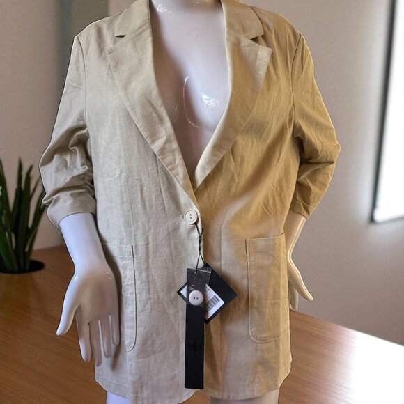 🪄 MinaSelf Beige Single-Button Blazer – Size L (NWT) 🪄 - Picture 1 of 3